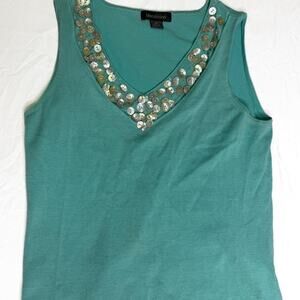 Teal sequin top with shell